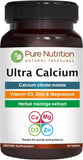 Front view of PURE NUTRITION Ultra Calcium Citrate 1250 mg supplement bottle
