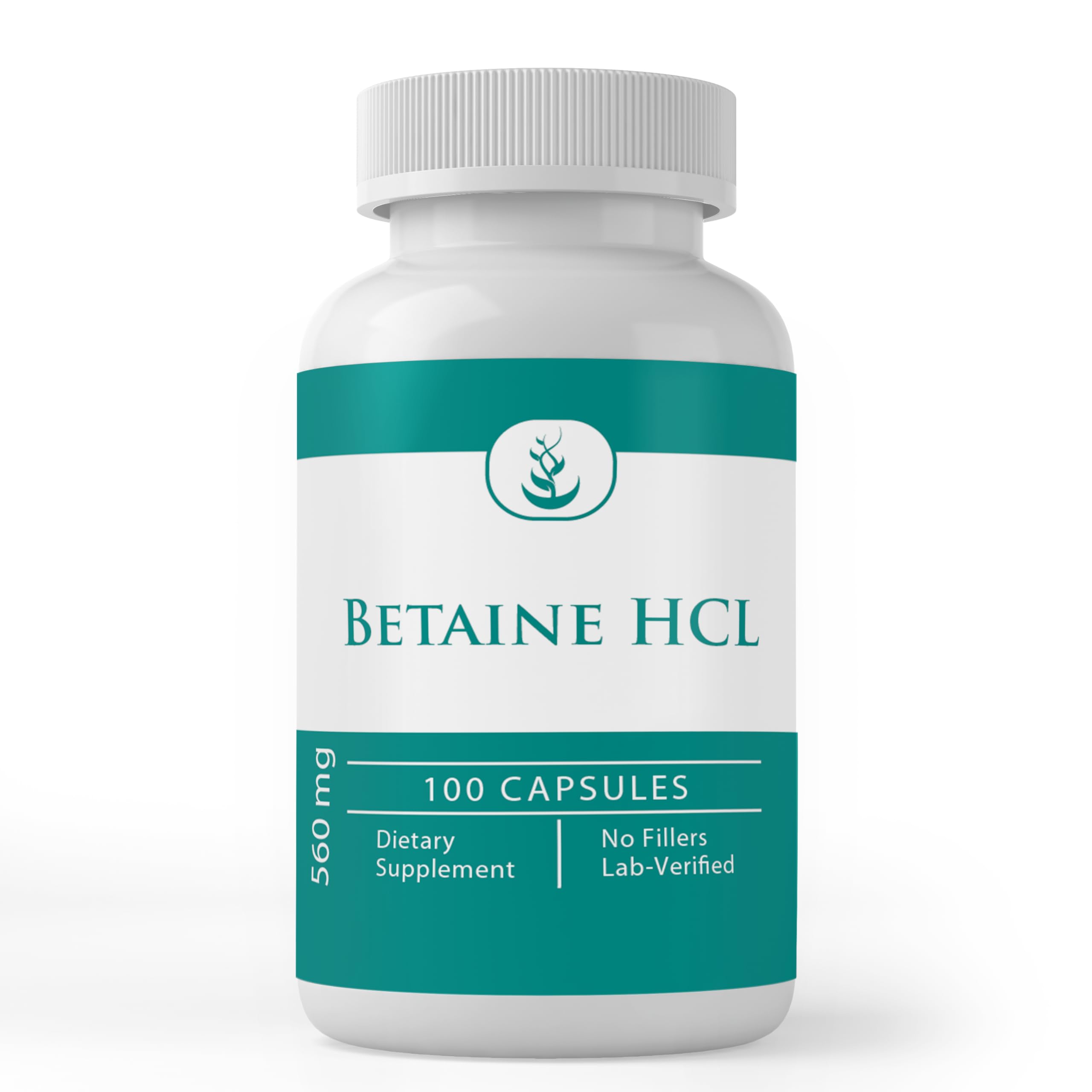 Front view of PURE ORIGINAL INGREDIENTS Betaine HCl Capsules bottle