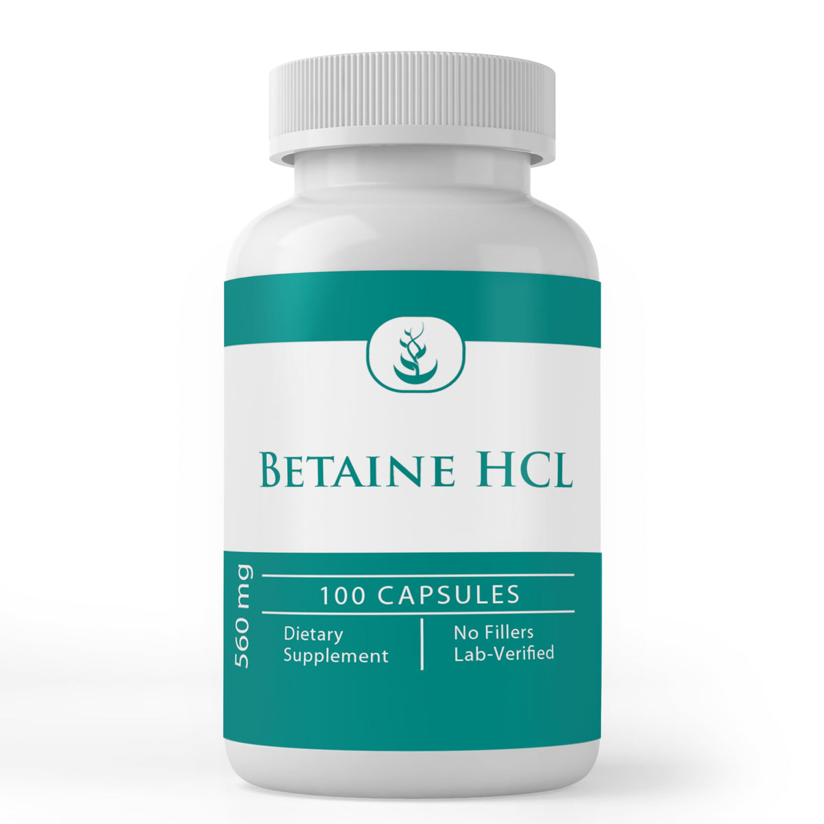 Front view of PURE ORIGINAL INGREDIENTS Betaine HCl Capsules bottle