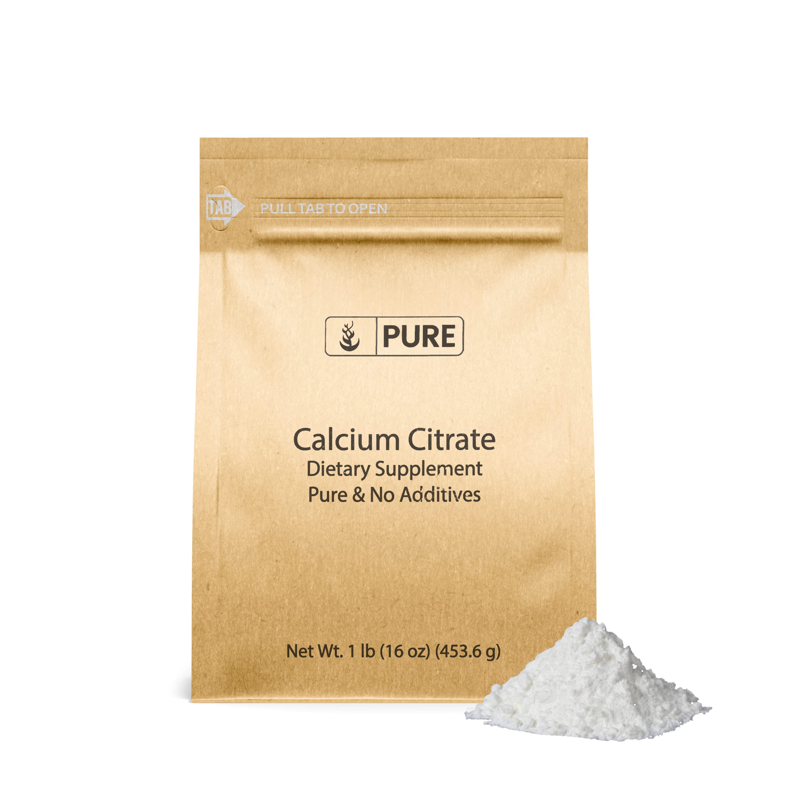 Front view of PURE ORIGINAL INGREDIENTS Calcium Citrate Powder 476g