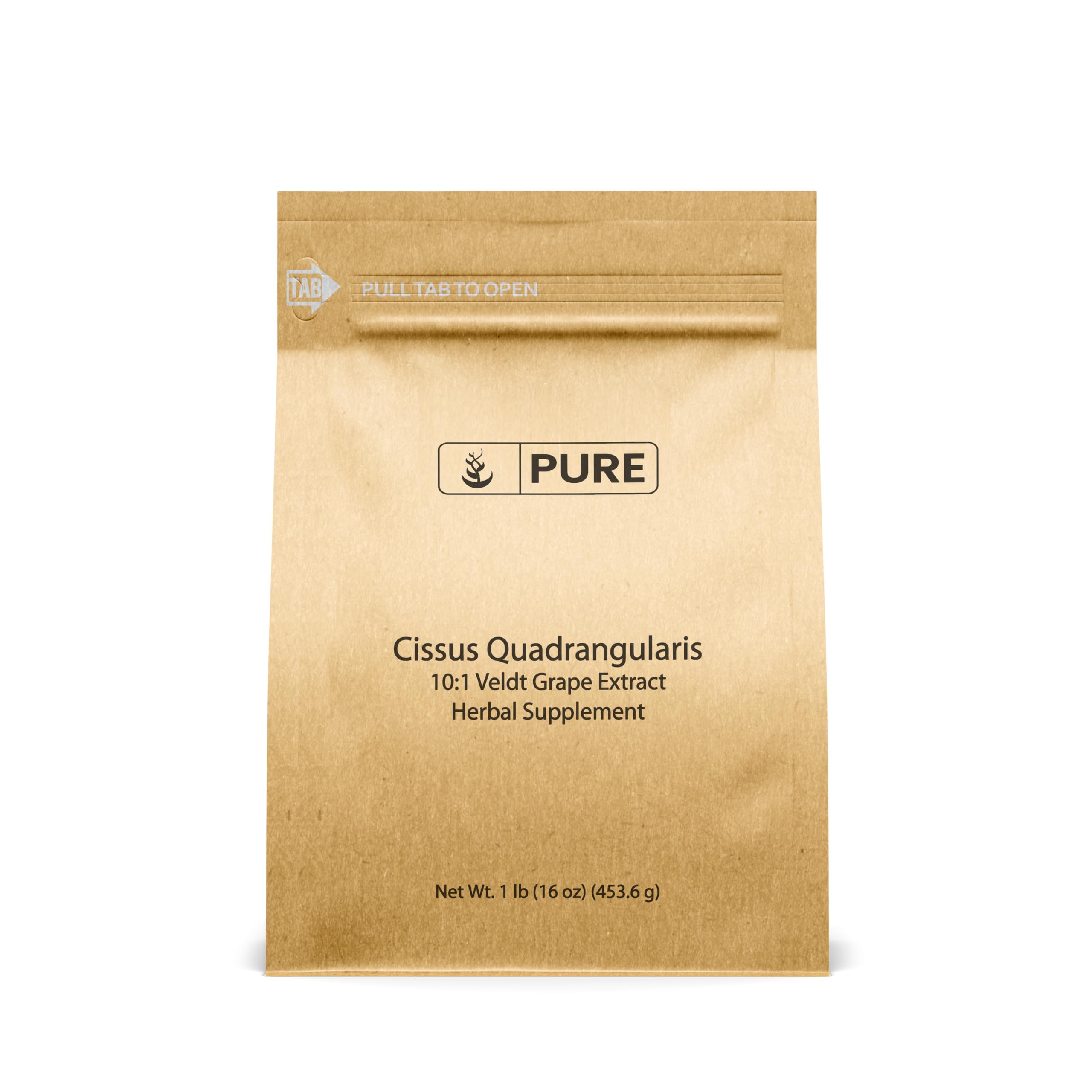 Front view of PURE ORIGINAL INGREDIENTS Cissus Quadrangularis Powder 458g packaging
