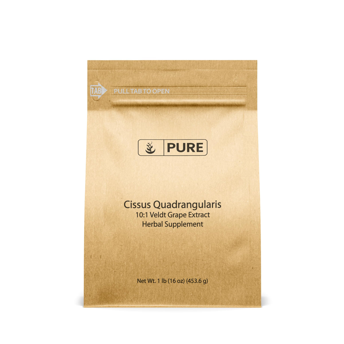 Front view of PURE ORIGINAL INGREDIENTS Cissus Quadrangularis Powder 458g packaging