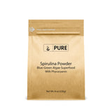 Front view of PURE ORIGINAL INGREDIENTS Spirulina Powder 240g packaging
