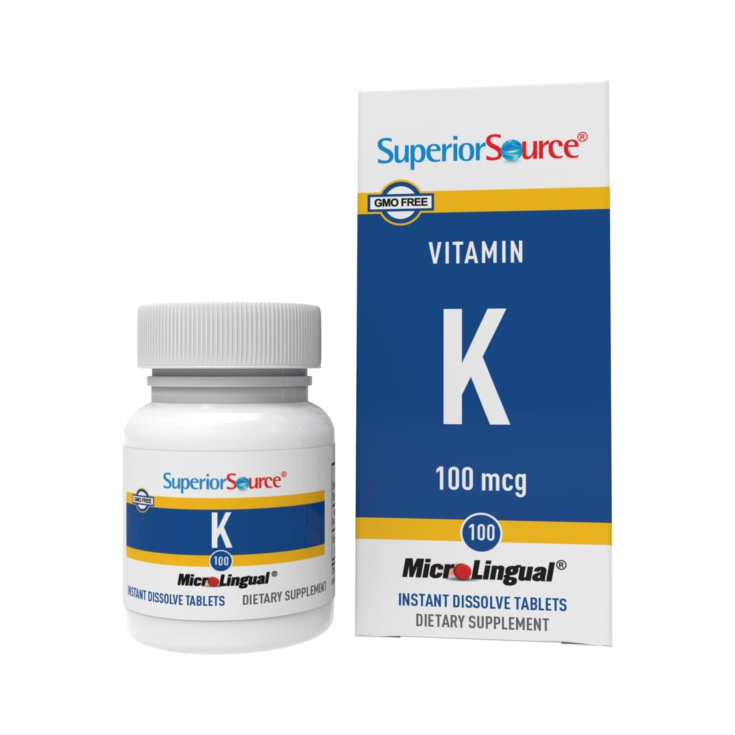 Front view of quality Source Vitamin K1 daily supplement packaging