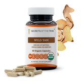 Front view of Secrets of the Tribe Wild Yam Capsules 60 count bottle