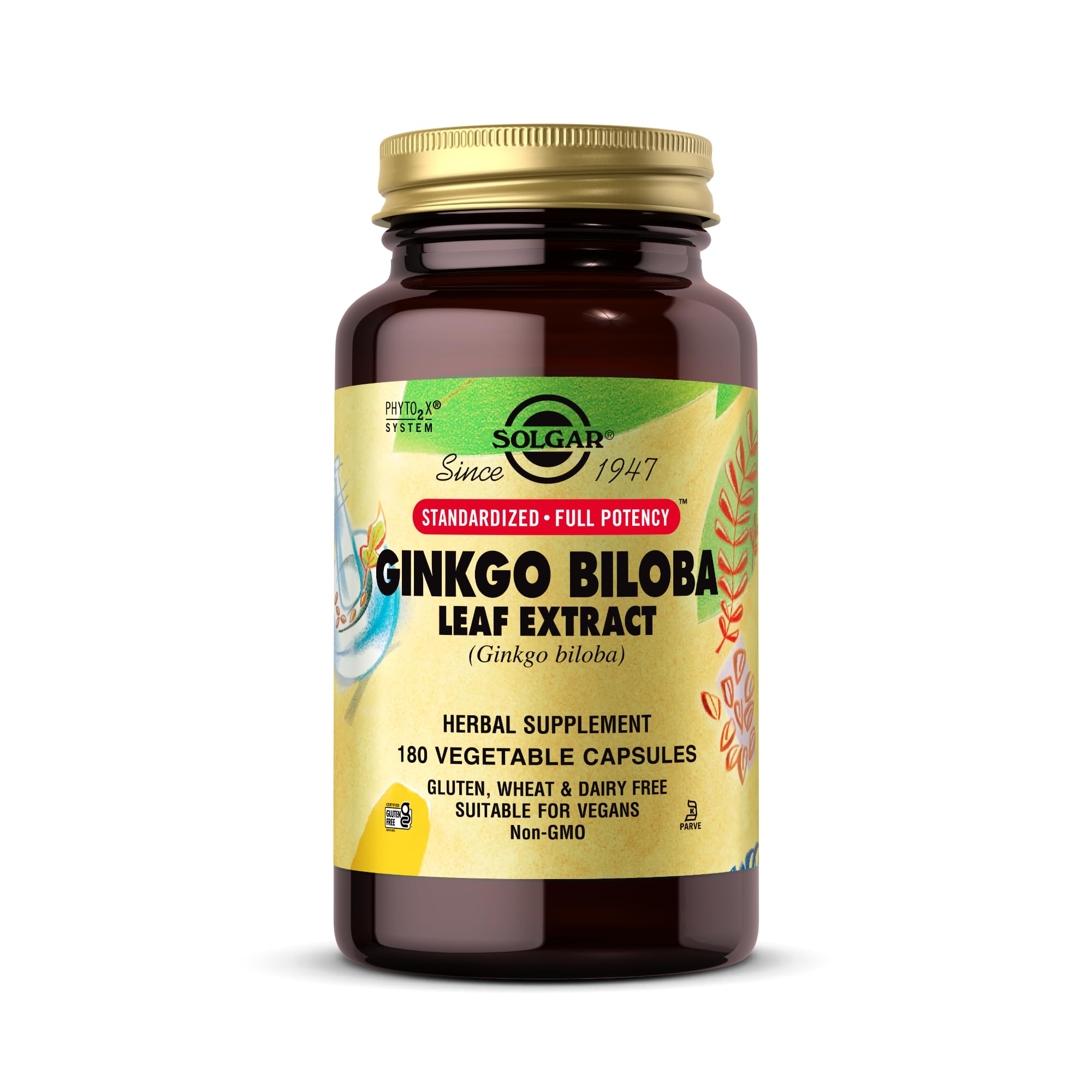 Front view of Solgar Ginkgo Biloba Leaf Extract 100mg bottle