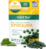 Front view of Sunlit Best Green Organics Spirulina Tablets 500 count