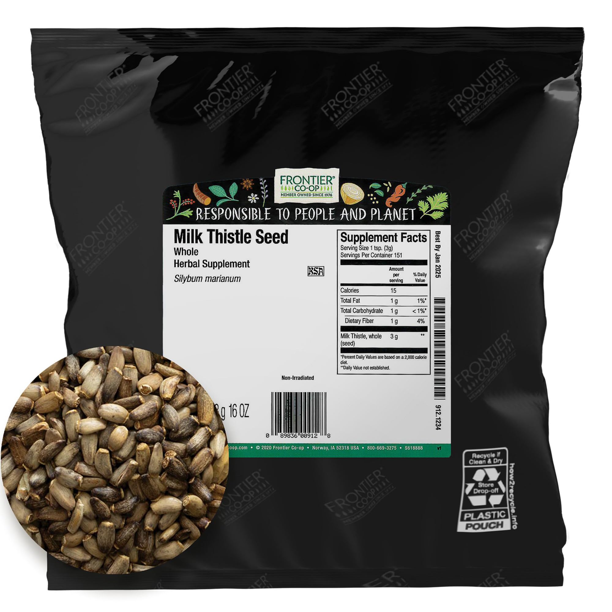 Frontier Co-op Milk Thistle Seed 454g package front view