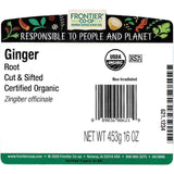 Frontier Co-op Organic Ginger Root Cut 454g packaging