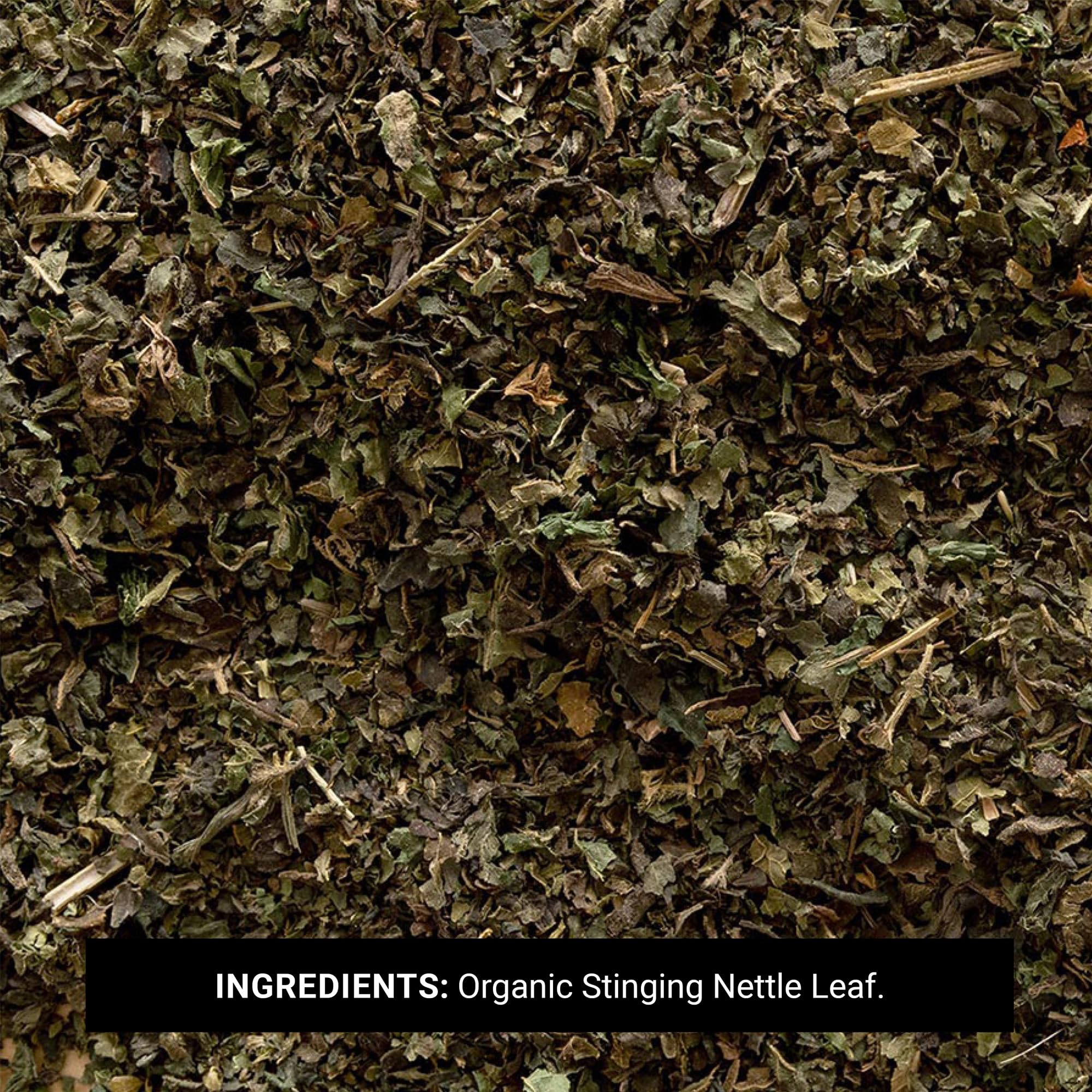 Frontier Co-op Organic Nettle Leaf in a bowl with fresh ingredients