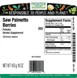 Frontier Co-op Saw Palmetto Berries Powder packaging details