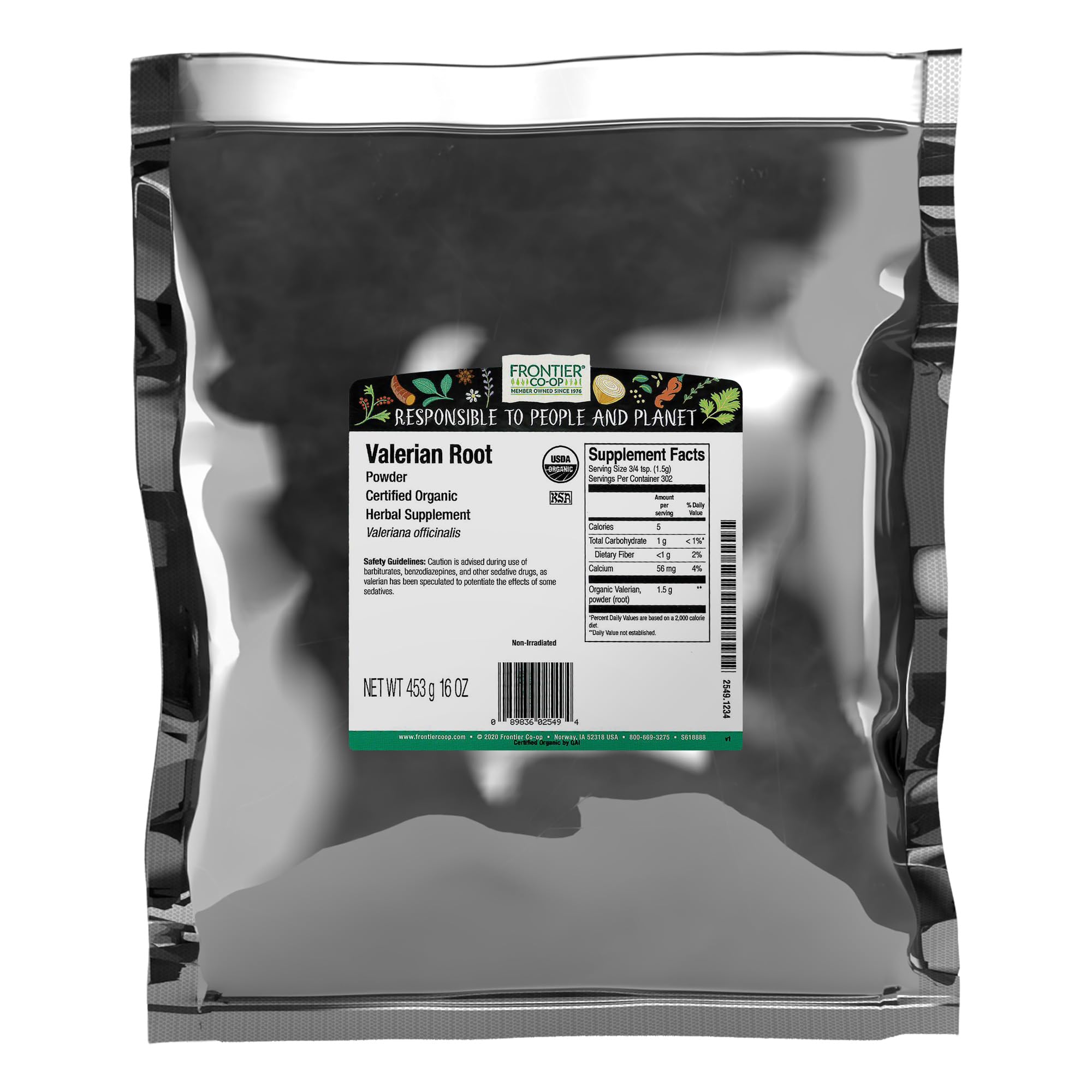 Frontier Co-op Valerian Root Powder 454g package front view
