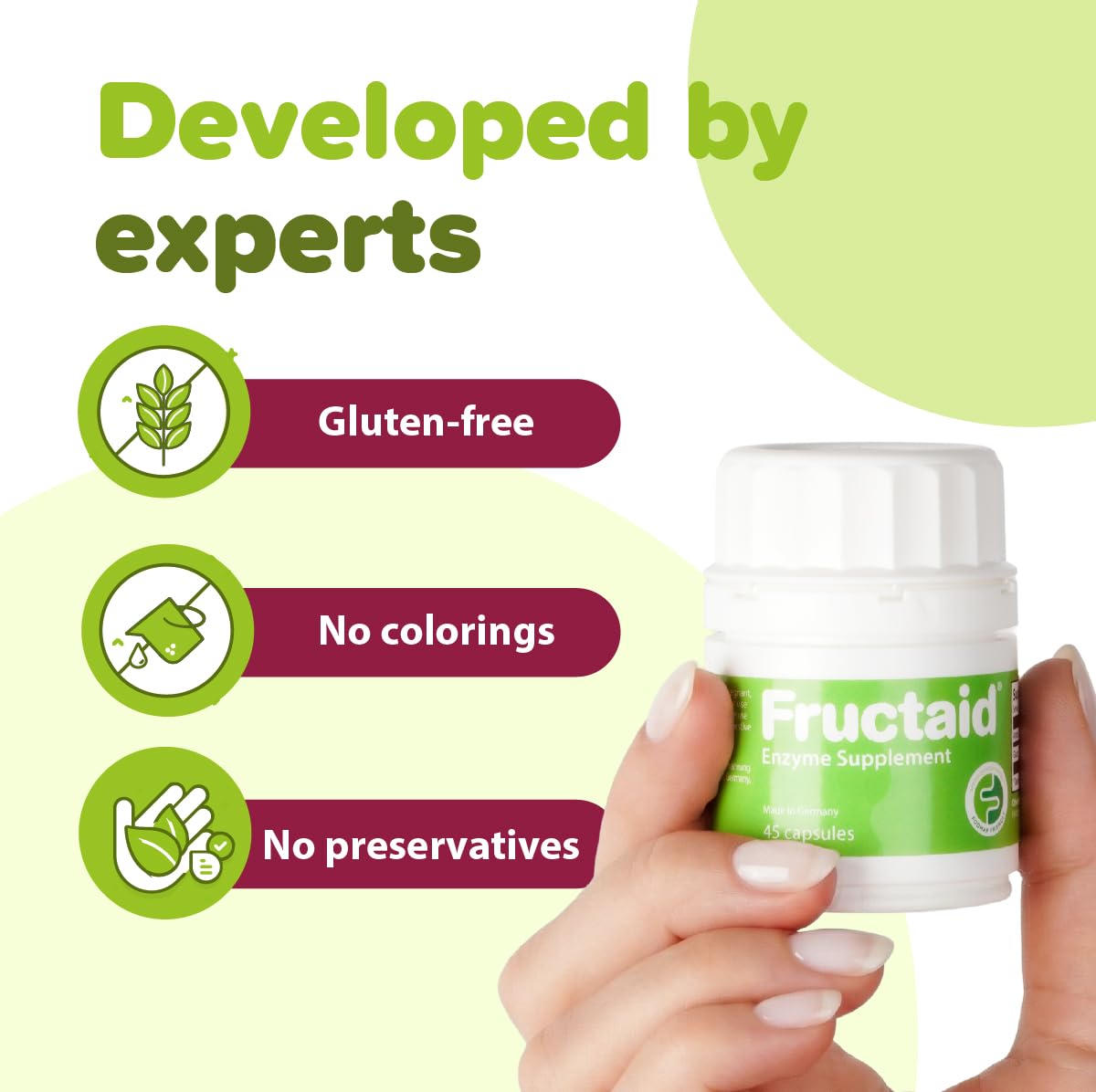 Fructaid Multi-Enzyme Capsules back view with ingredient list