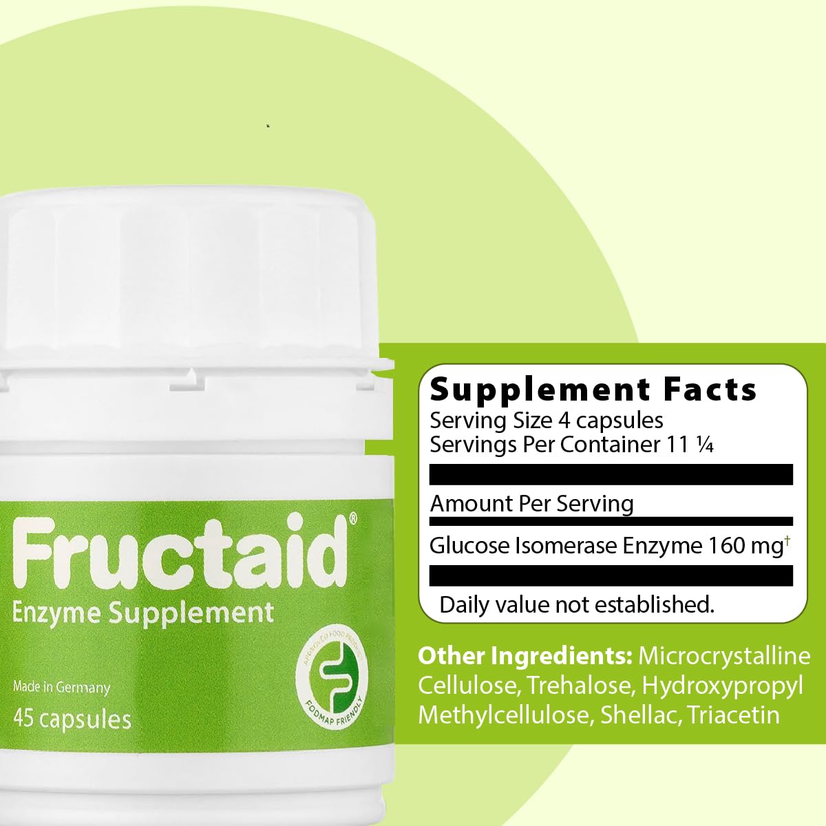 Fructaid Multi-Enzyme Capsules with a glass of water