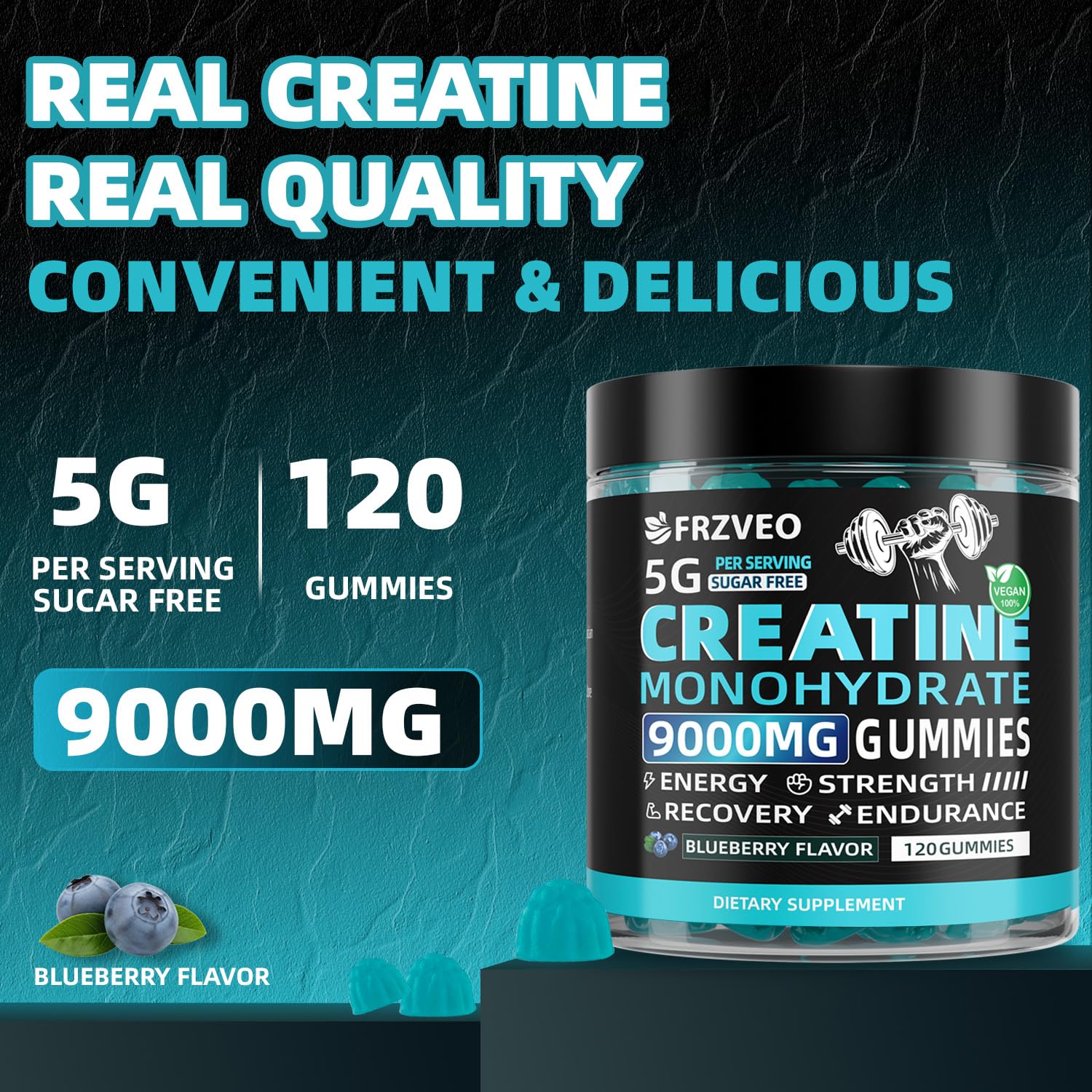 FRZVEO Creatine Gummies side view packaging