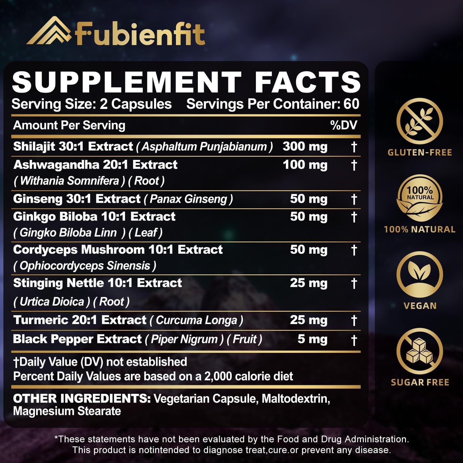 Fubienfit Shilajit Capsules bottle with label