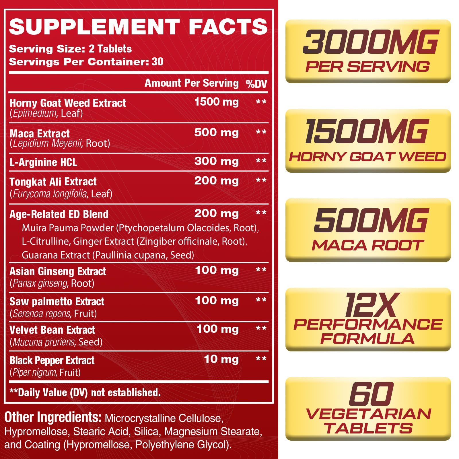 Fubkerm Horny Goat Weed Supplement back view showing ingredients
