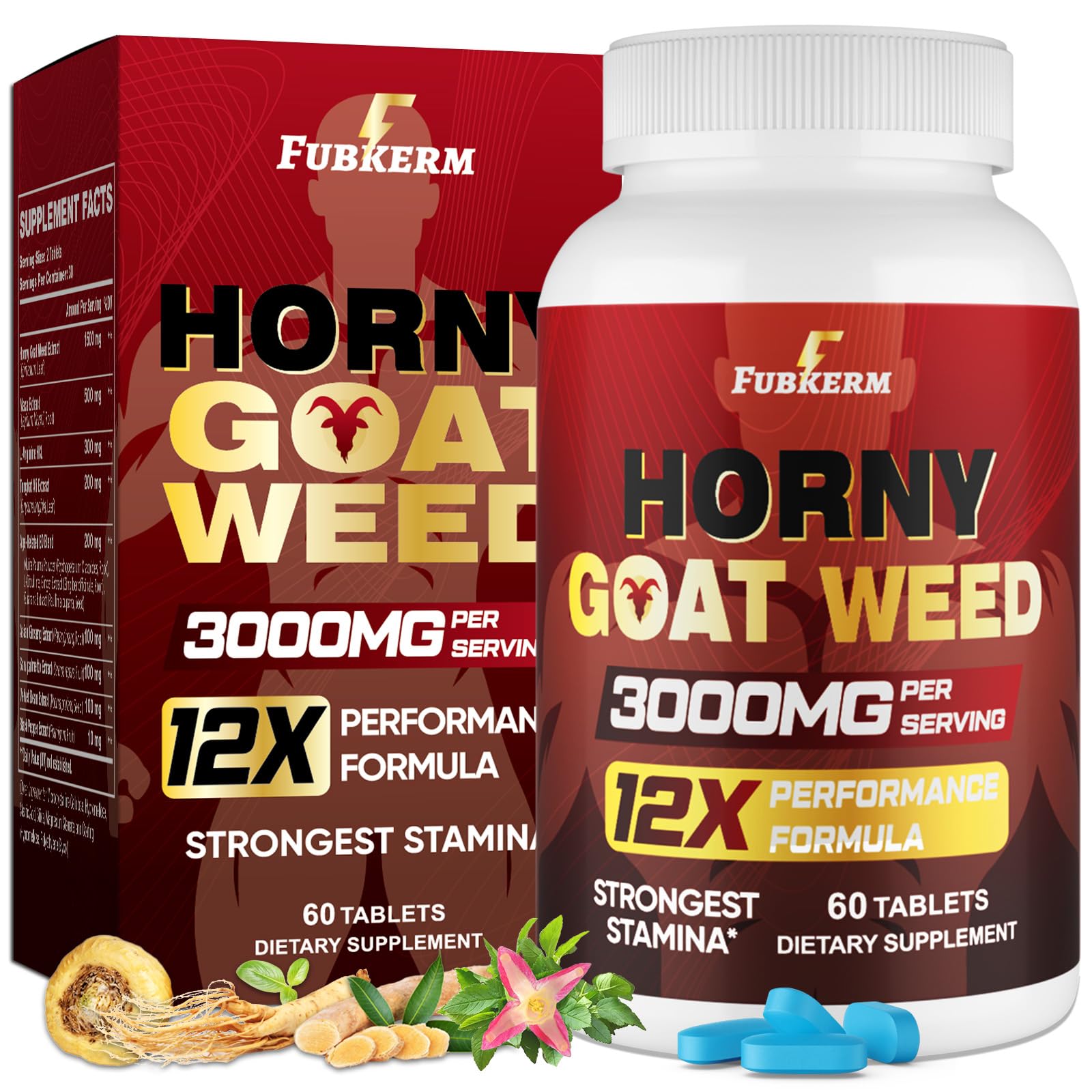 Fubkerm Horny Goat Weed Supplement front view with packaging