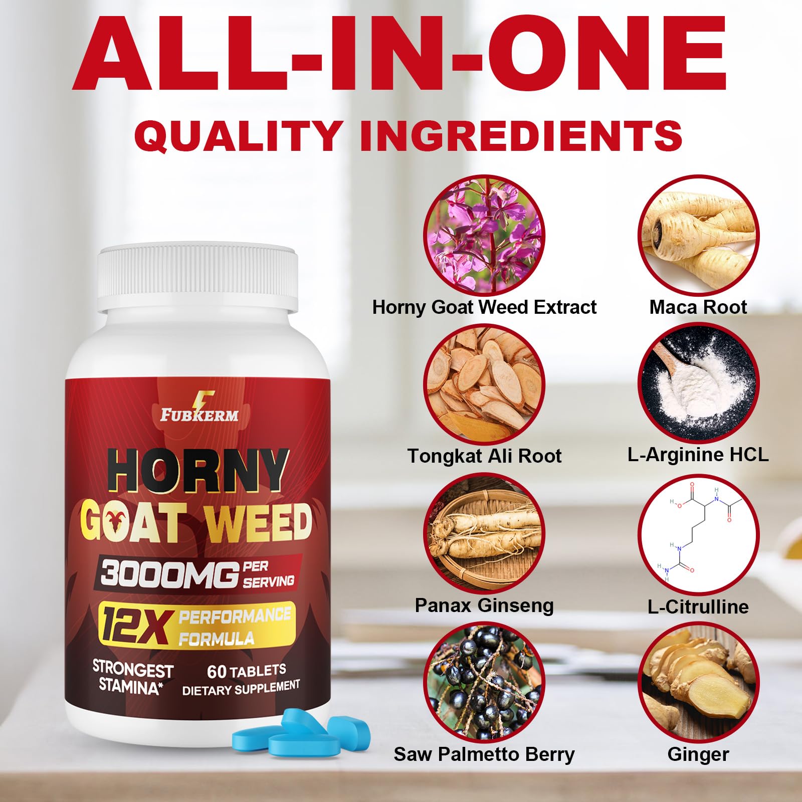 Fubkerm Horny Goat Weed Supplement side view of tablets