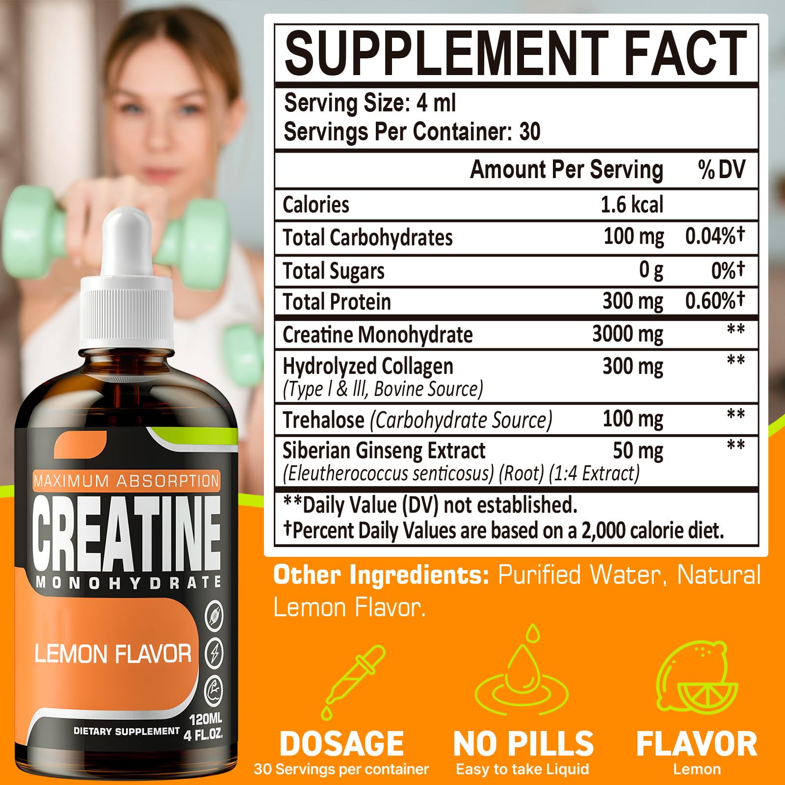 Fubkerm Liquid Creatine Monohydrate 60ml bottle side view