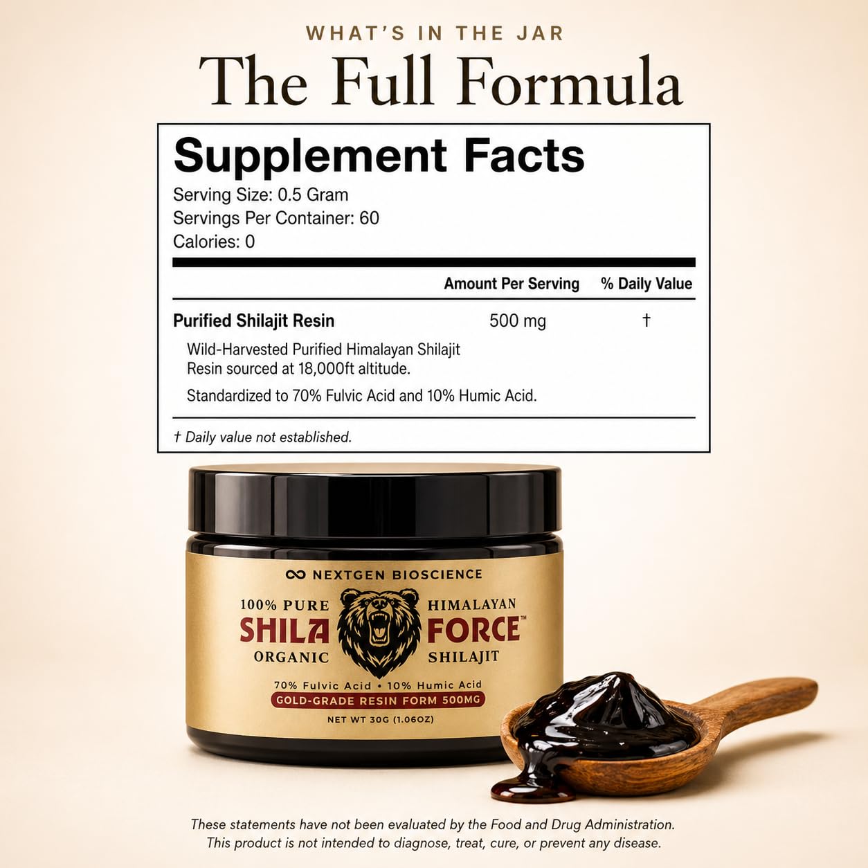 FUCOIDAN FORCE Shilajit Resin nutritional information