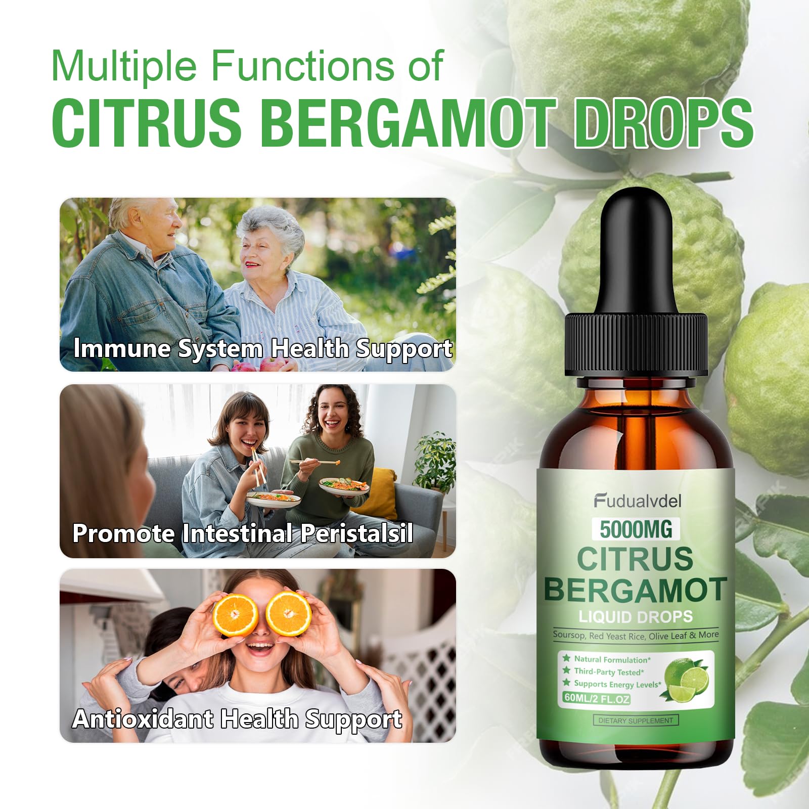 Fudualvdel Citrus Bergamot Liquid Drops packaging side view