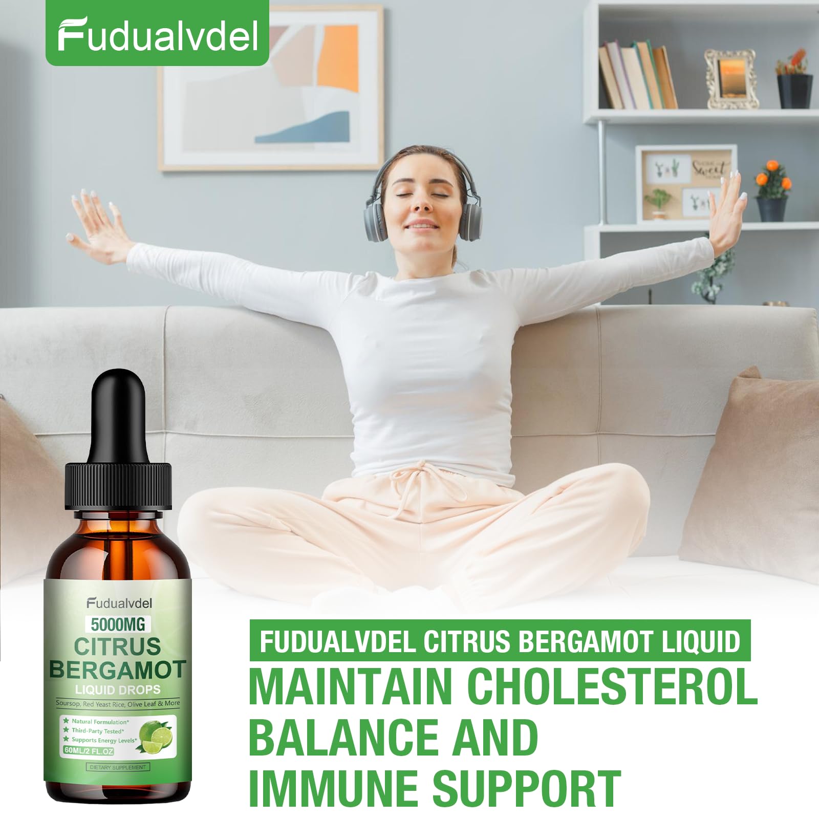 Fudualvdel Citrus Bergamot Liquid Drops with measuring spoon