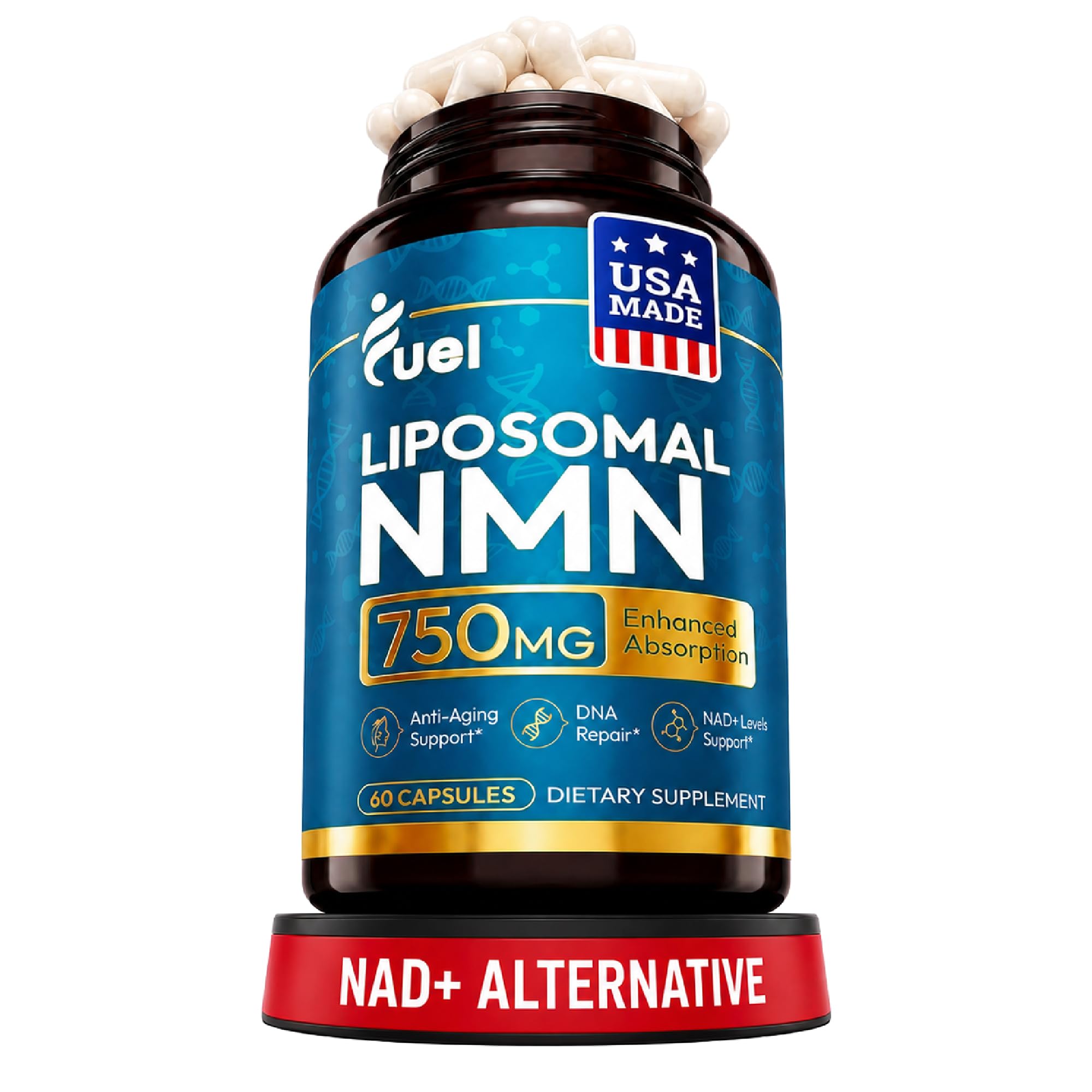 Fuel NMN Supplement 750mg Liposomal Delivery Capsules front view