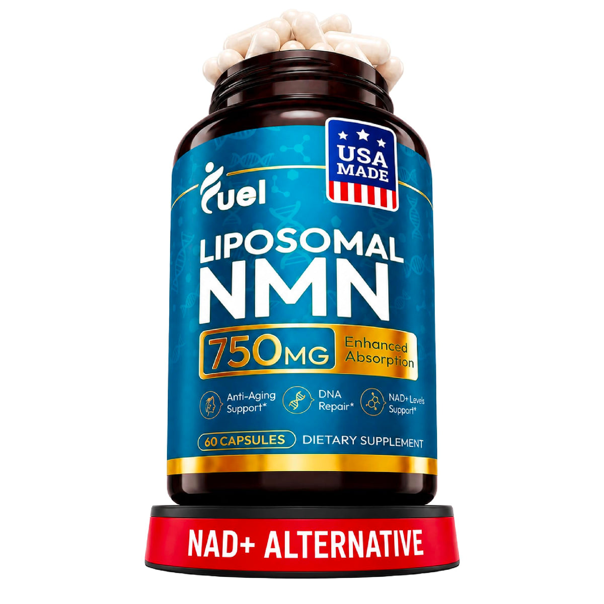 Fuel NMN Supplement 750mg Liposomal Delivery Capsules front view