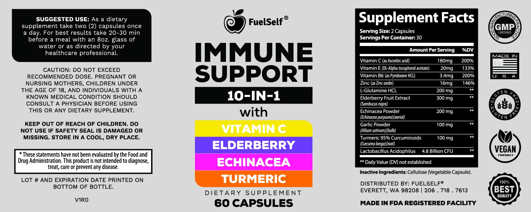 FuelSelf Elderberry Supplement bottle with a measuring spoon
