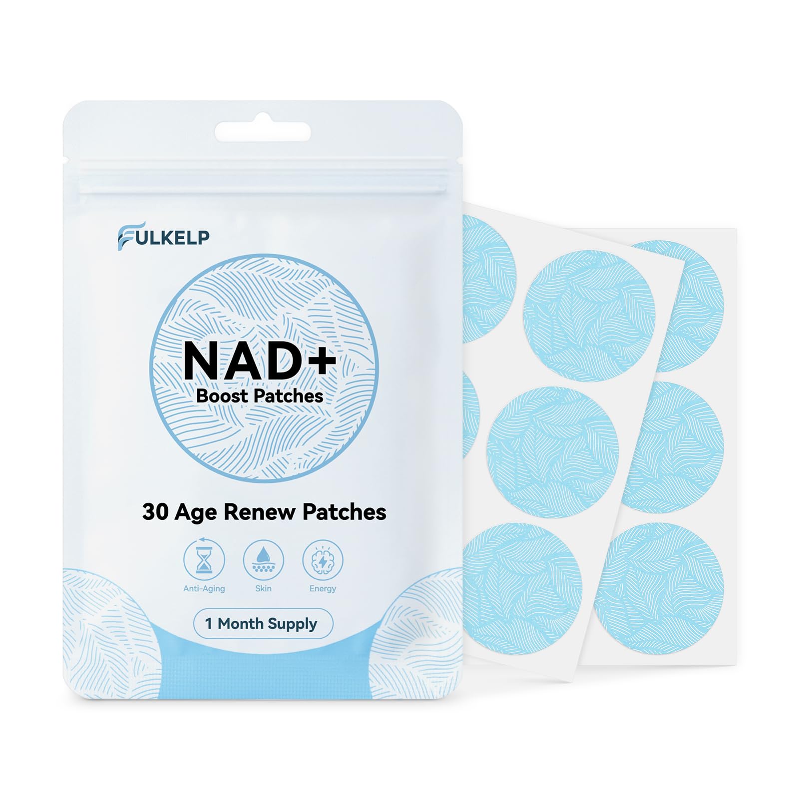 FULKELP NAD+ patches 30 count packaging front view