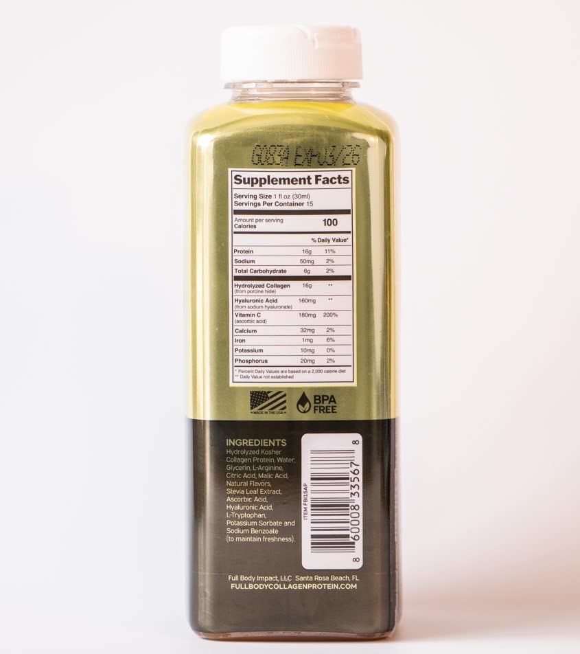 FULL BODY IMPACT Liquid Collagen nutritional information