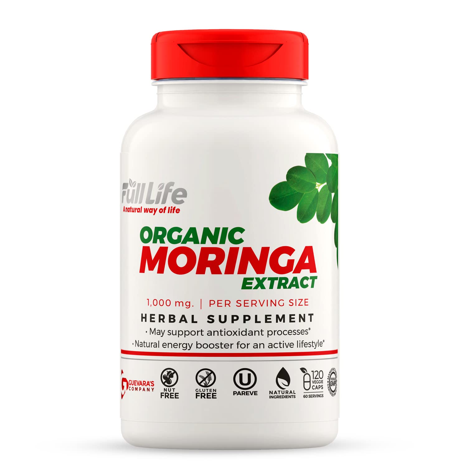 Full Life Moringa Oleifera Capsules front view with packaging