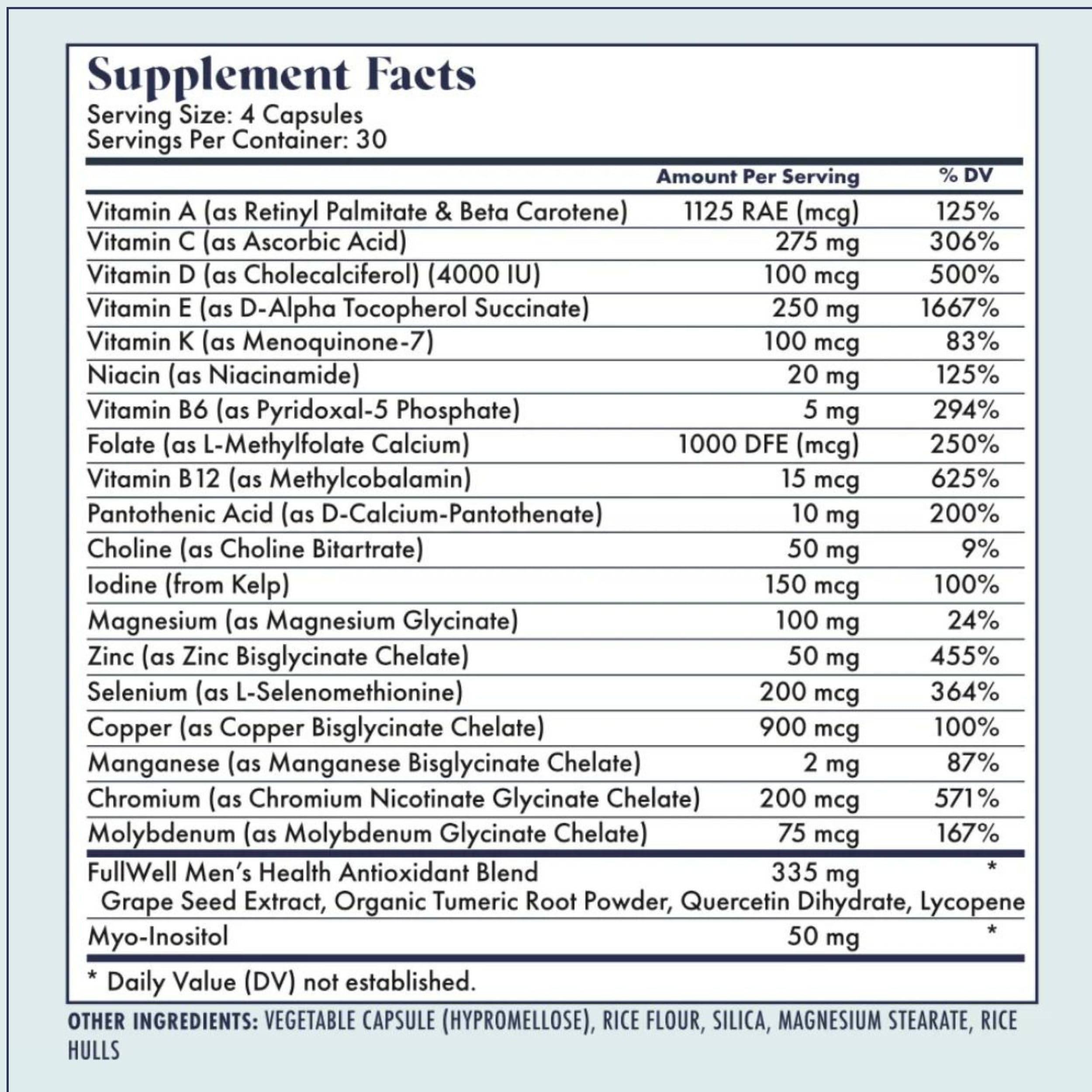 FullWell Men's Multivitamin bottle side view