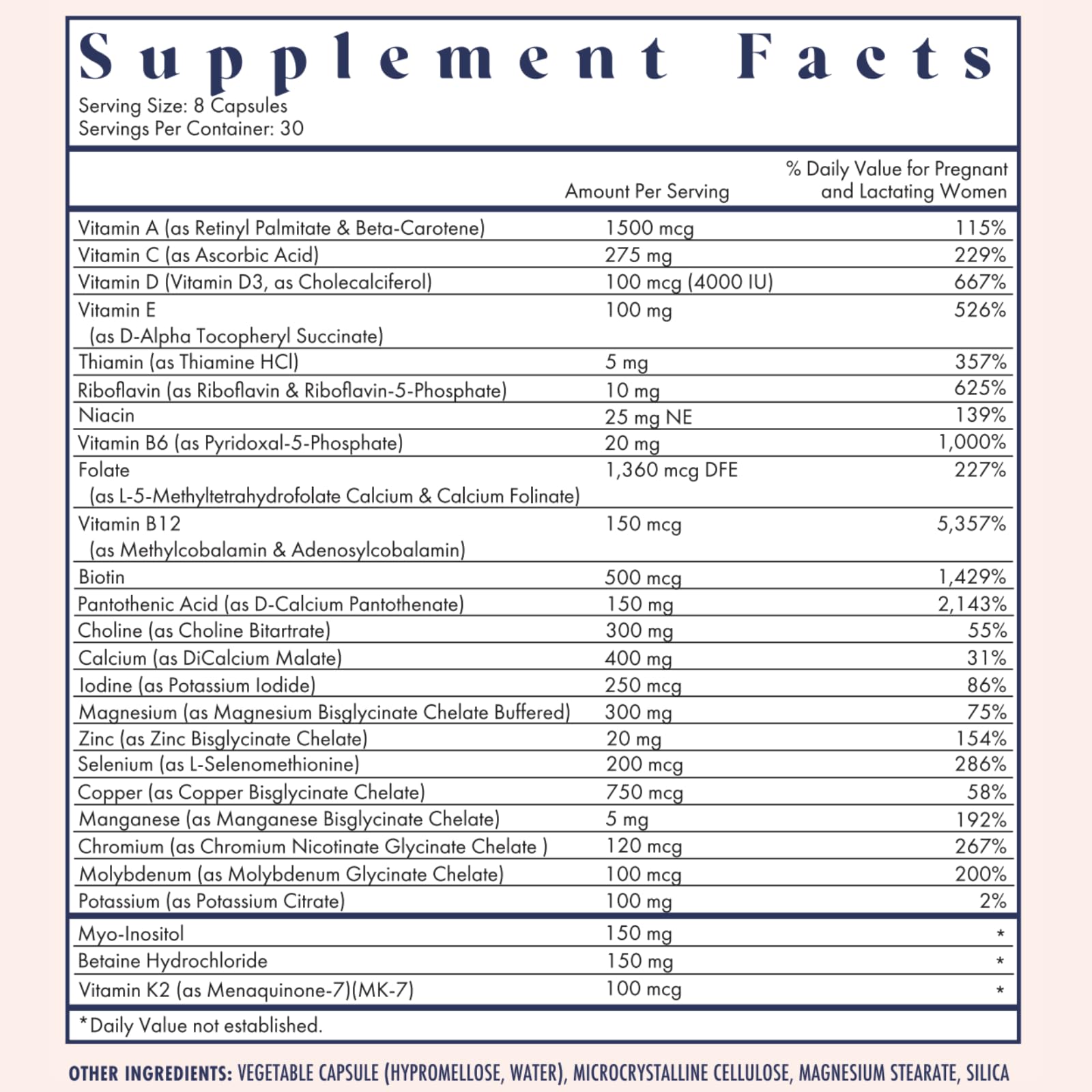 FullWell Women's Prenatal Multivitamin 272g side view