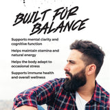 Fully Loaded Bullseye Adaptogen Pouches displayed with daily supplements