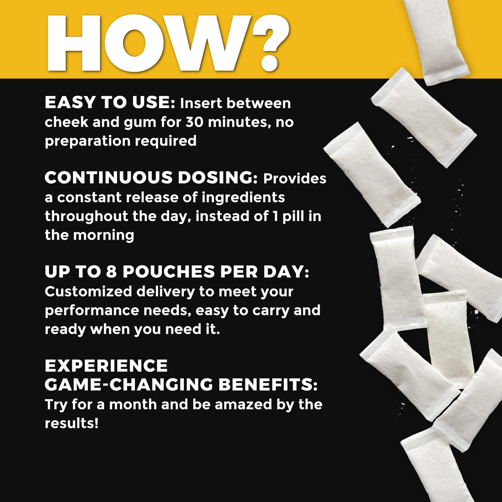 Fully Loaded Bullseye Nootropic Pouches back view with ingredient list