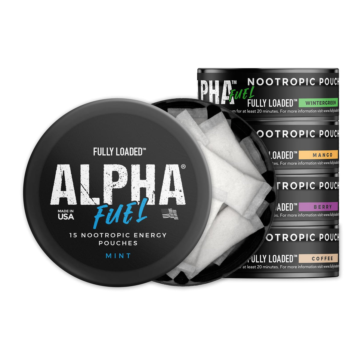 Fully Loaded Bullseye Nootropic Pouches front view with packaging