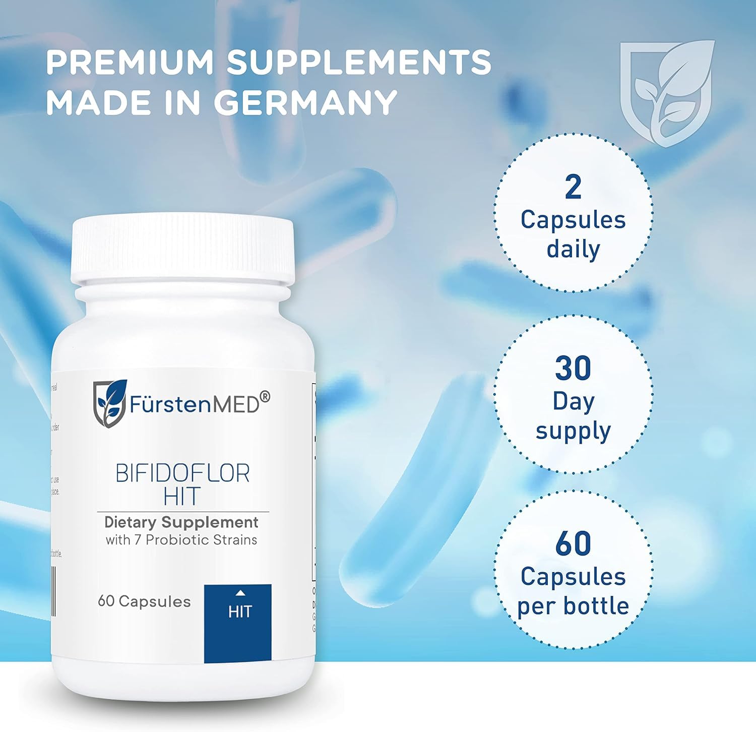 FürstenMED Bifidoflor HIT Vegan Probiotic Capsules with a measuring spoon
