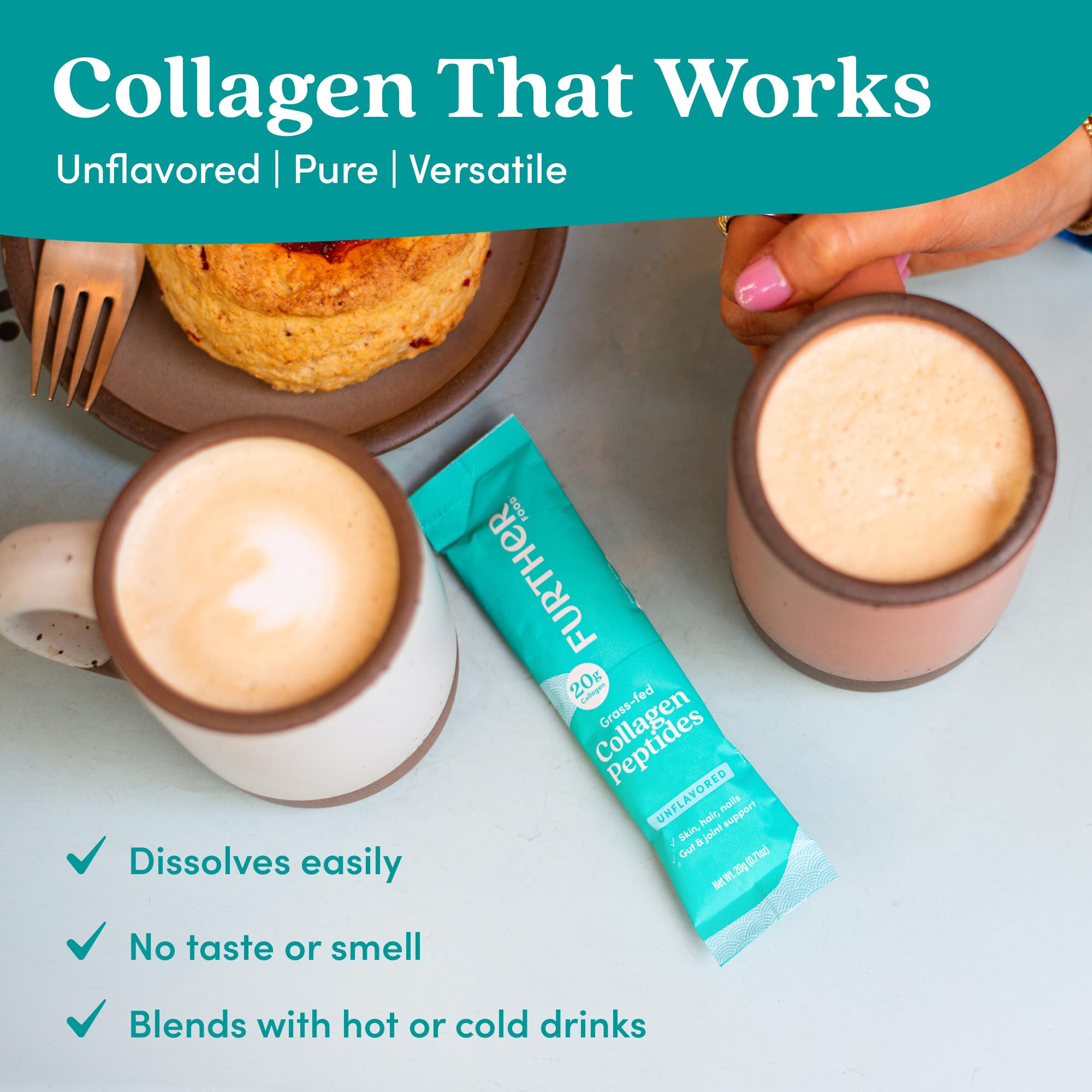 Further Food Collagen Peptides Powder 281g in coffee