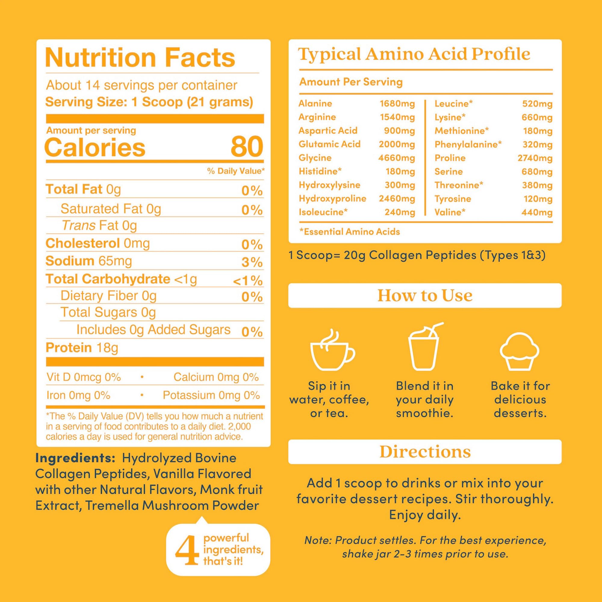 Further Food Collagen Peptides Powder back view with ingredients