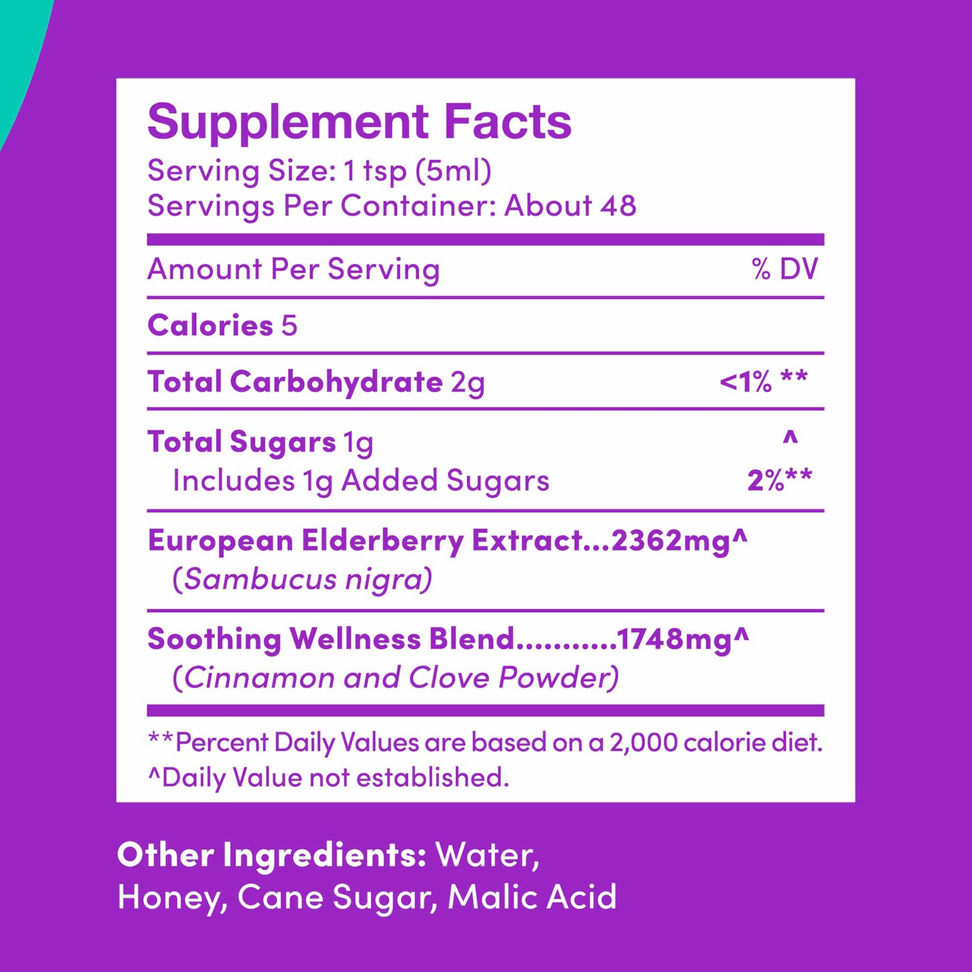 Further Food Elderberry Syrup 8 oz back view