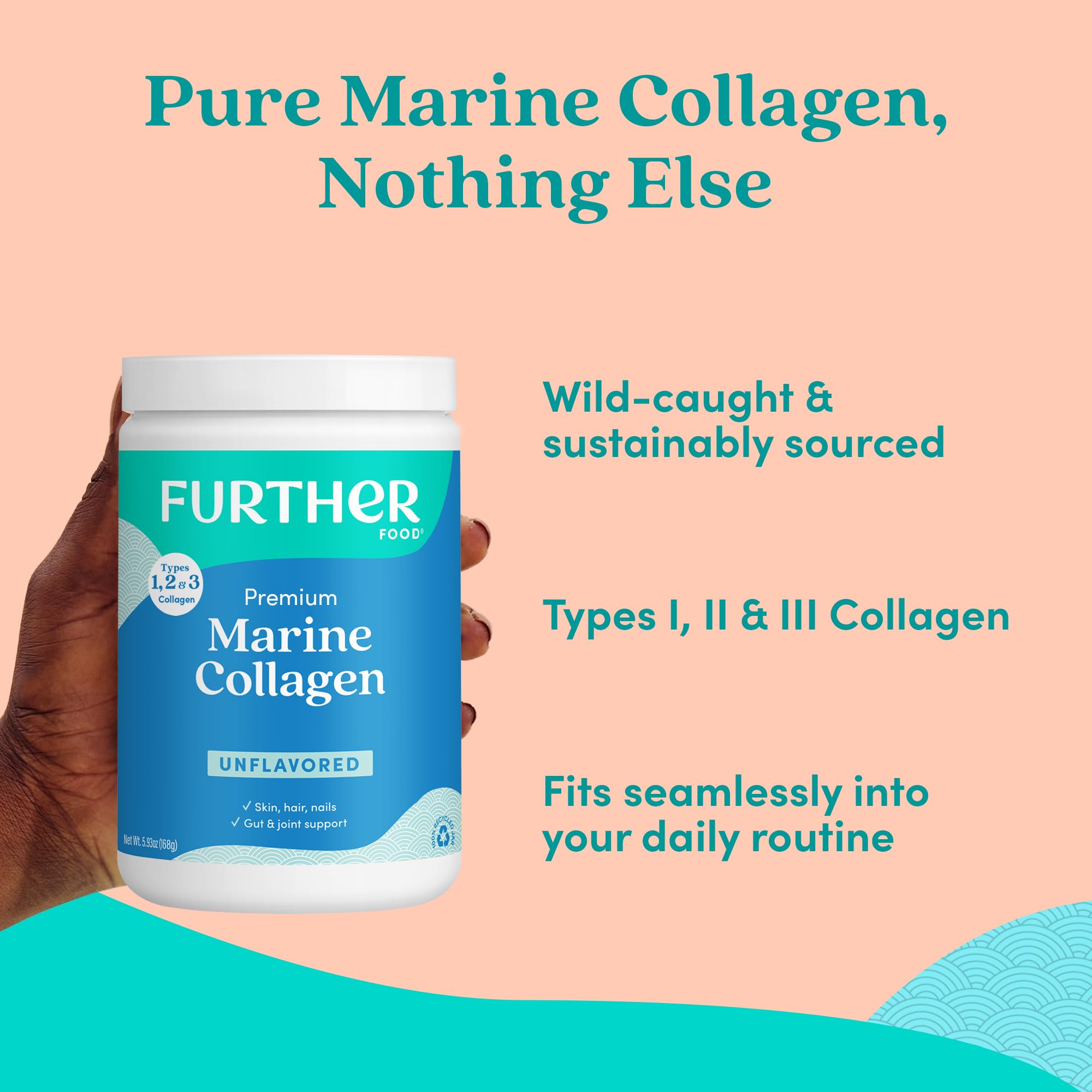 Further Food Marine Collagen Powder 249g scoop size