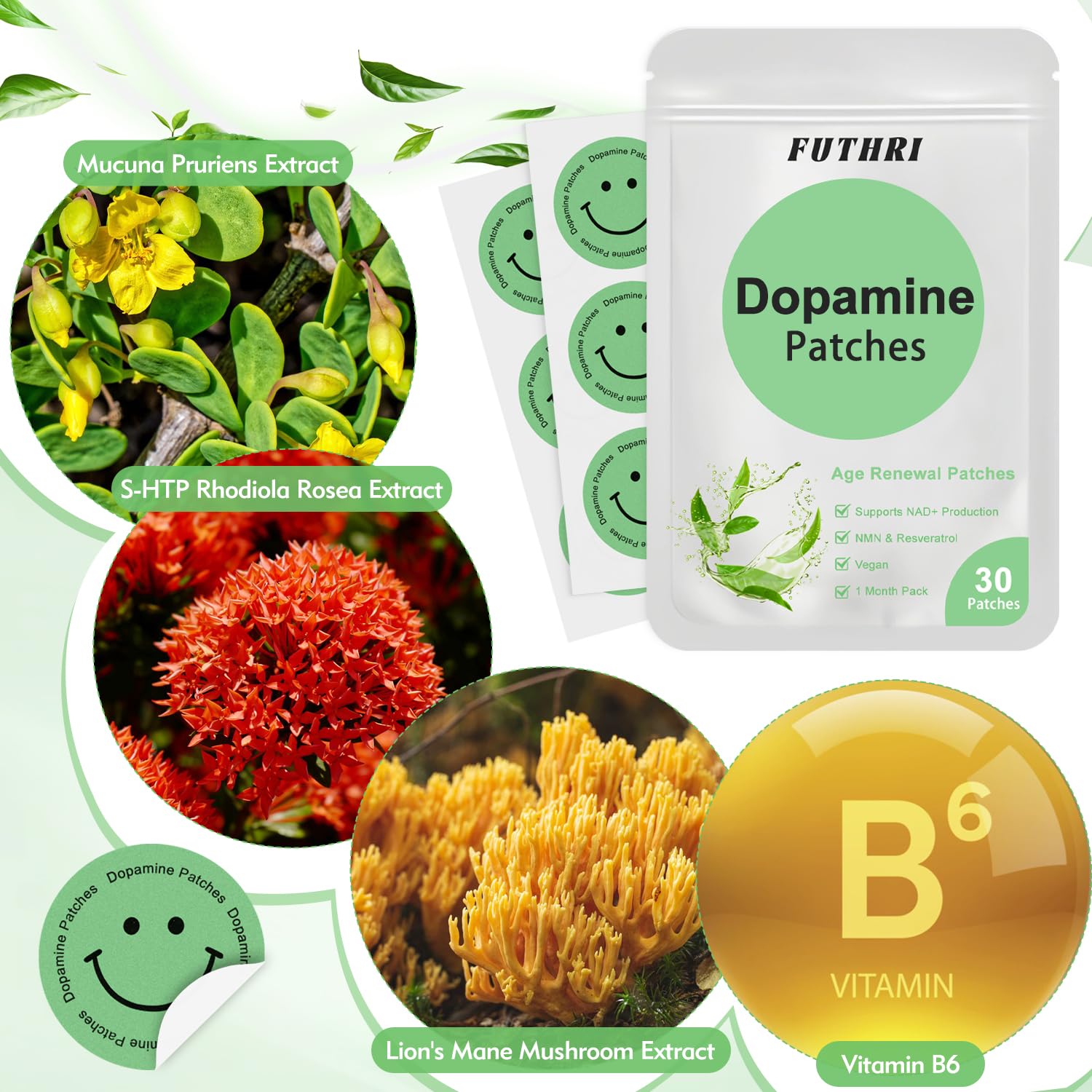 FUTHRI Dopamine Patches in a travel pouch