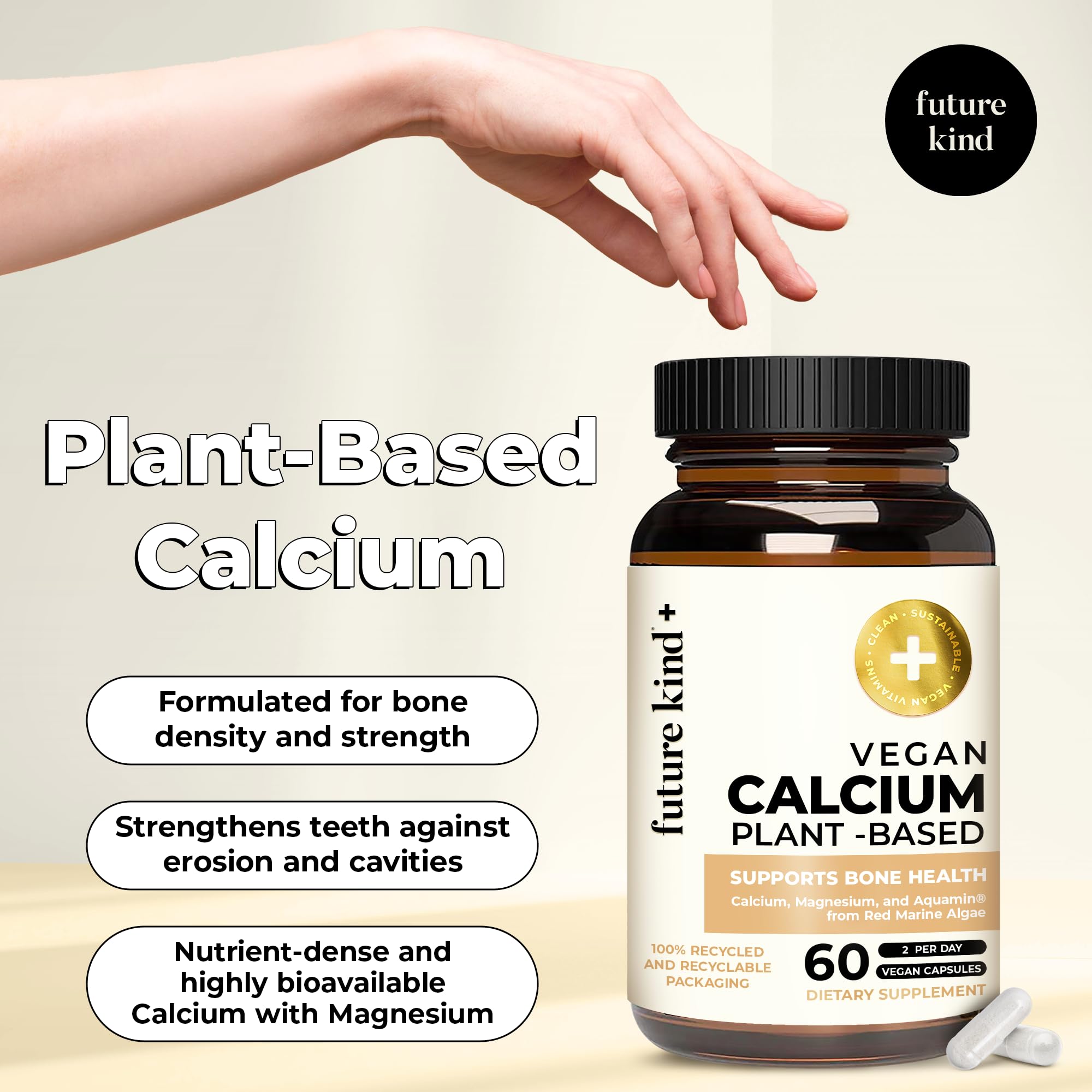 Future Kind Calcium Supplement 90 Capsules side view