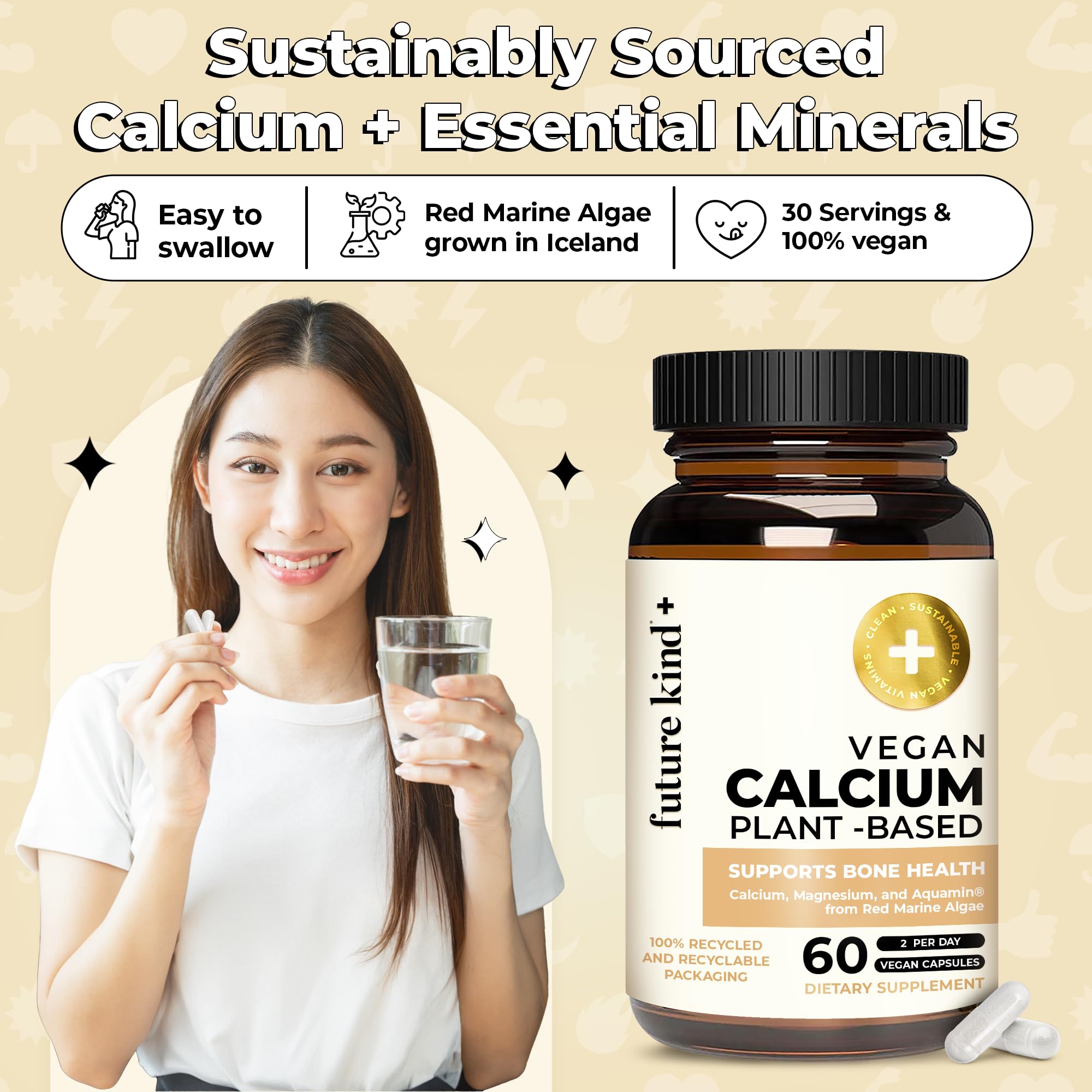 Future Kind Calcium Supplement bottle with cap open