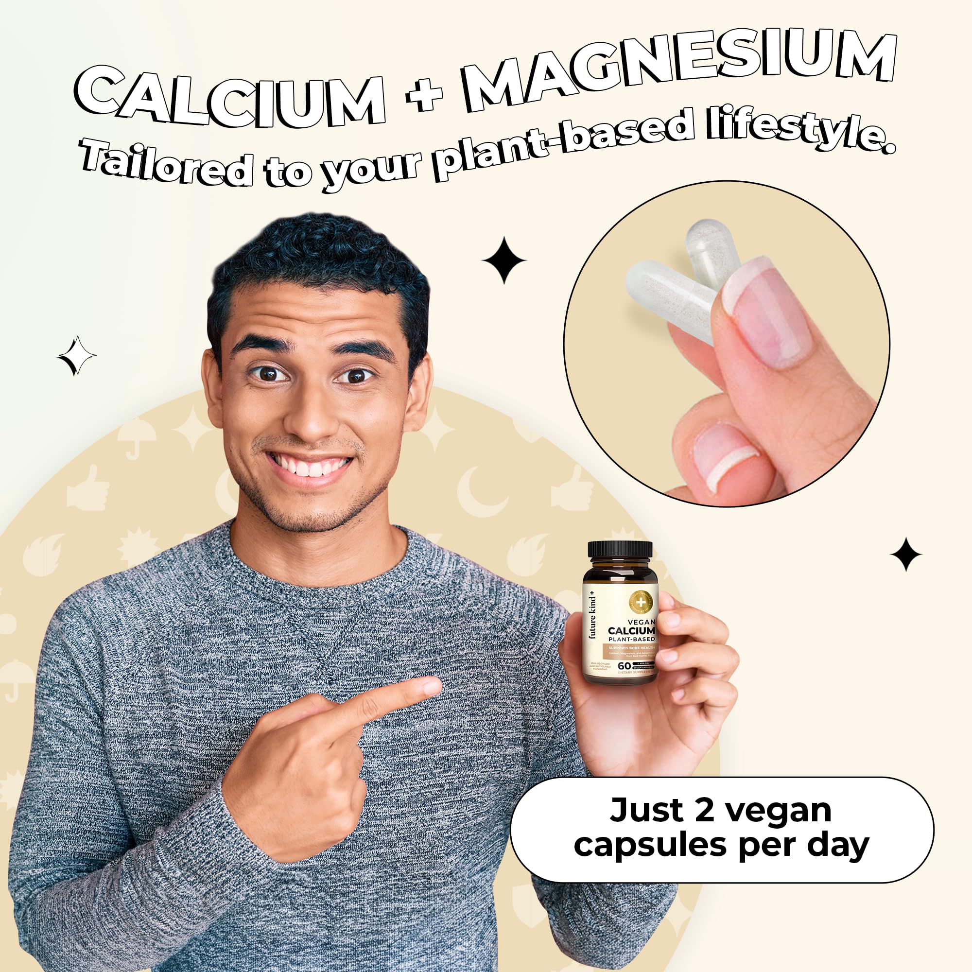 Future Kind Calcium Supplement packaging with red algae