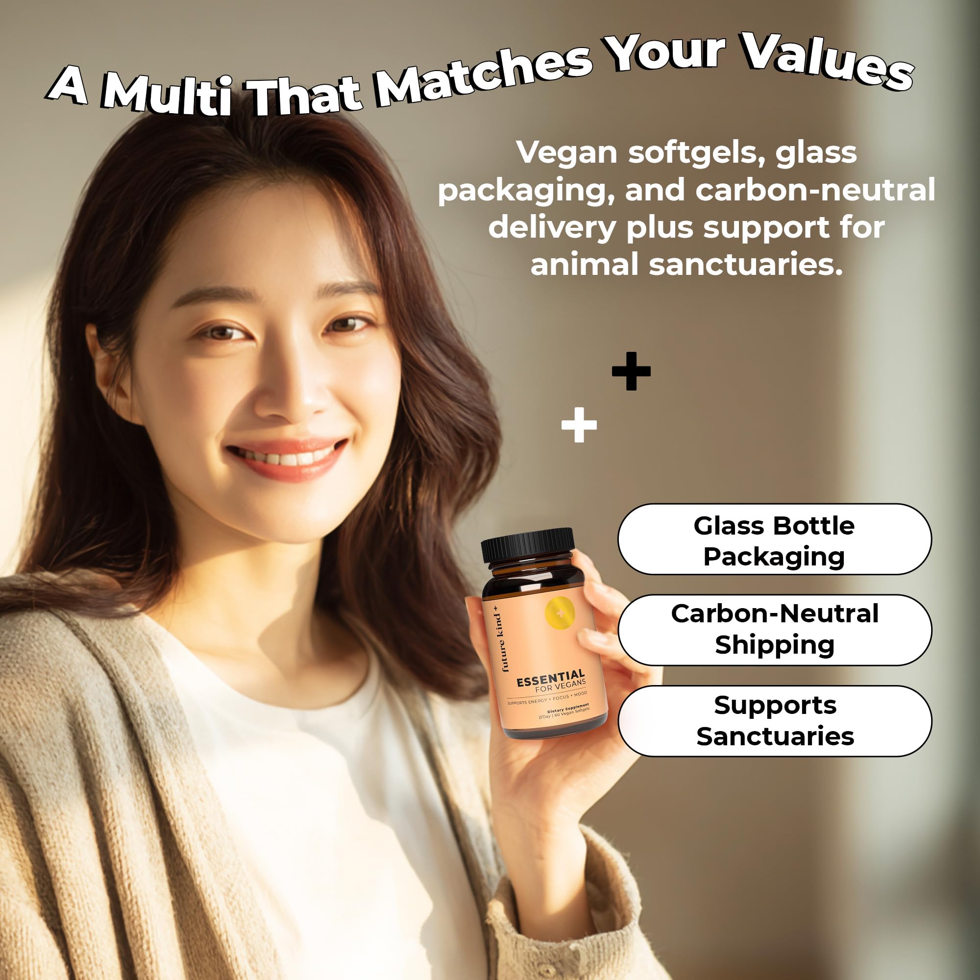 Future Kind Multivitamins softgels in a hand