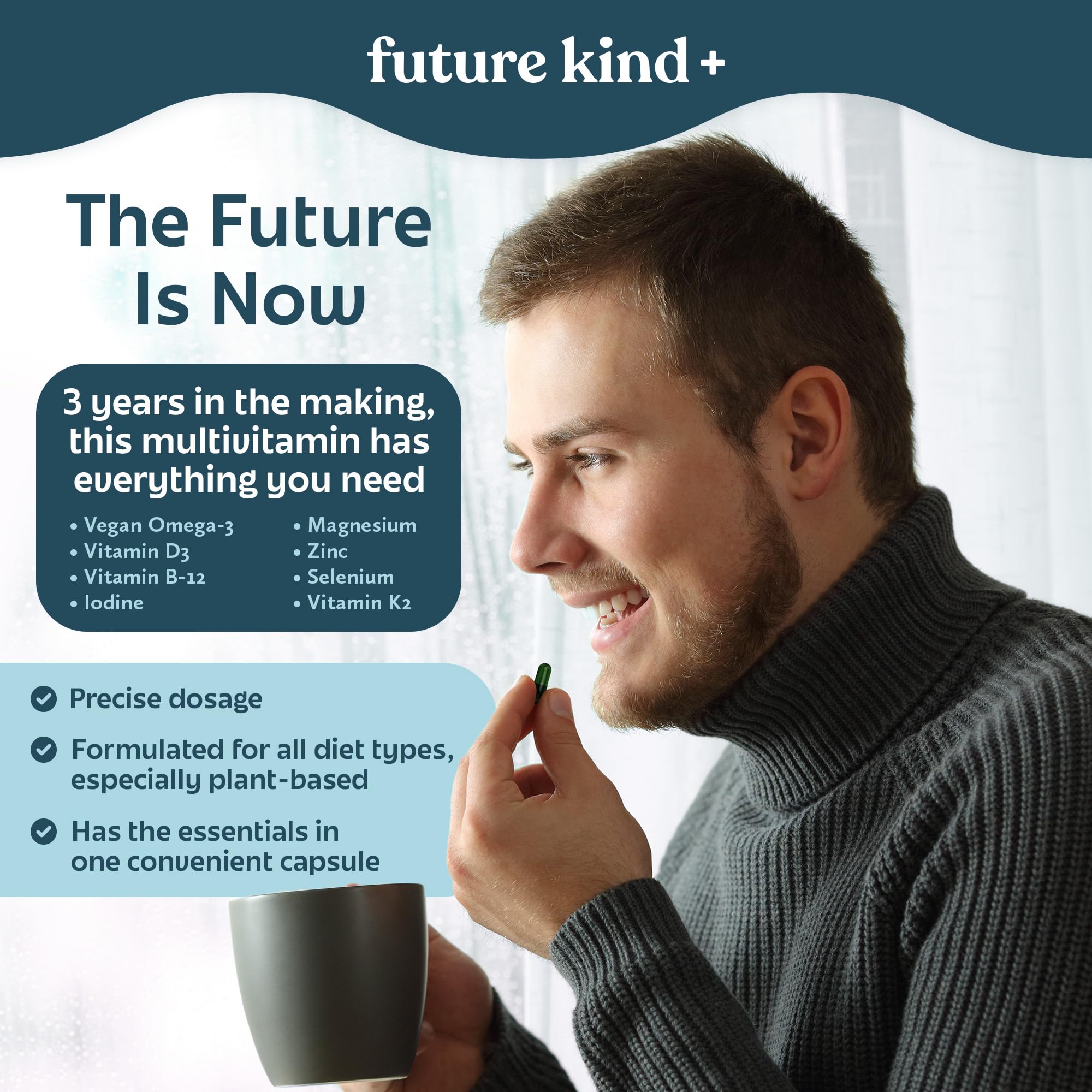 Future Kind Vegan Multivitamins back view with nutritional information