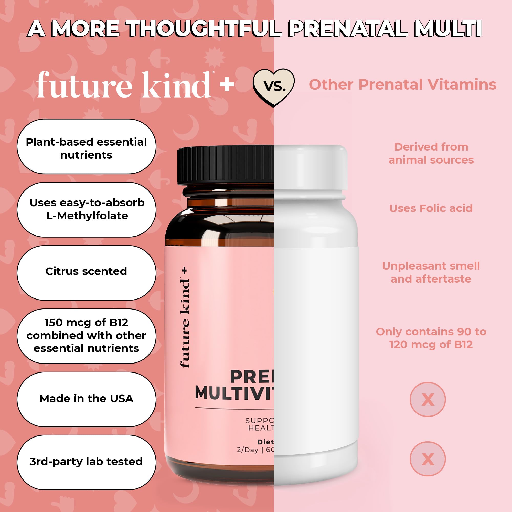 Future Kind Vegan Prenatal Vitamins on a wooden table